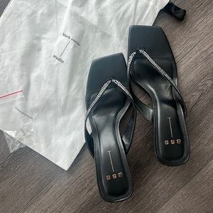 Black suede studio BSS black heel sandals size 41  leather silver studs